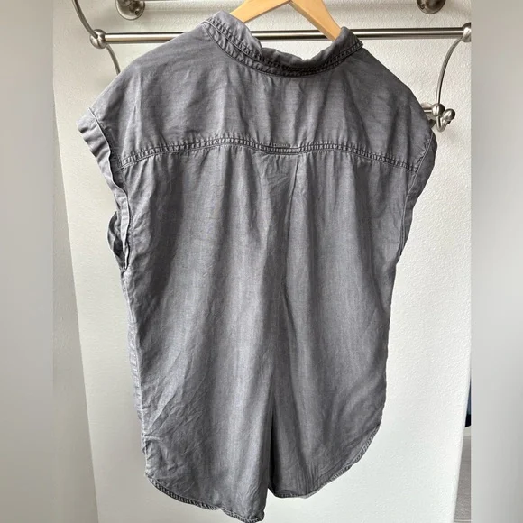 Prana Charcoal Chambray Pullover 1/4 Button Up Shirt Women’s XL - Picture 4 of 8